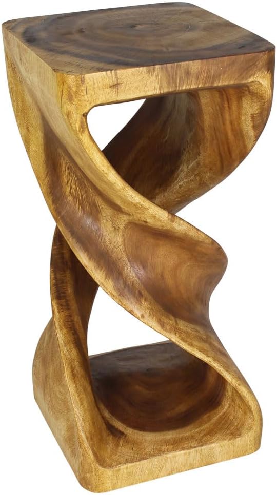 Haussmann Double Twist Pedestal Table, Oak, 14x14x30 in