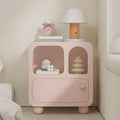 Wood Bedside Table with Drawer, Modern Night Stands with Open Storage, Creative Floor-Standing End Table, Multifunctional Accent Table for Living Room(Pink)