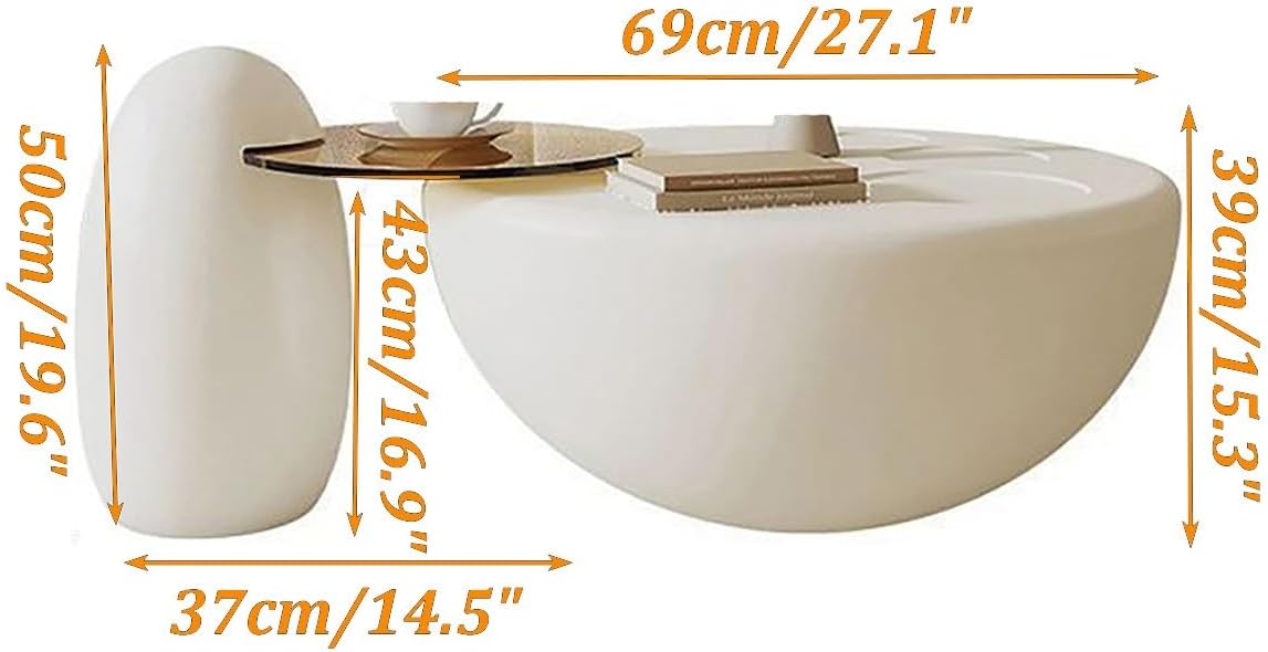 Cream Oval Coffee Table Set