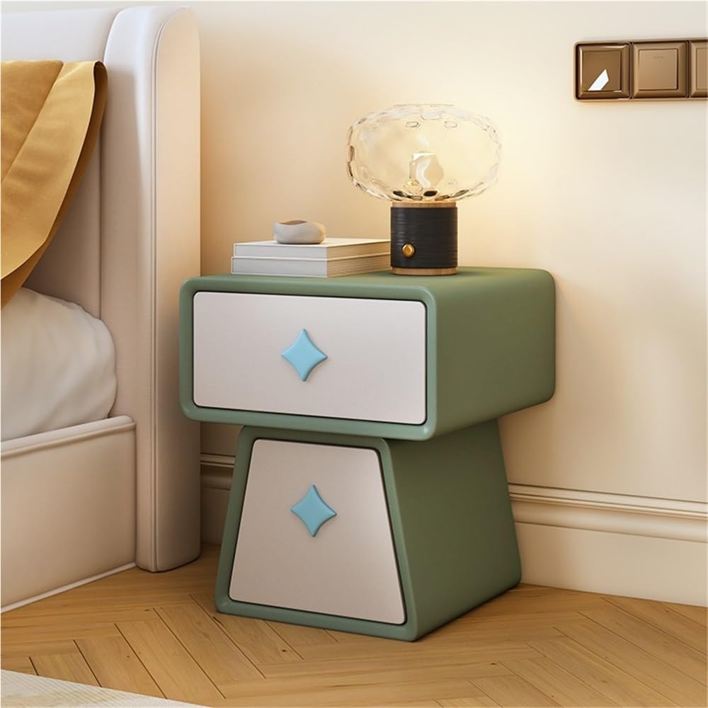 Charming 2-Drawer Nightstand, Solid Wood Bedside Table with Drawers, Chic Bedroom Nightstand, Side Table with Drawers(Orange,19.7in)
