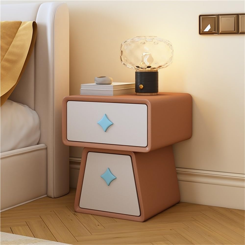 Charming 2-Drawer Nightstand, Solid Wood Bedside Table with Drawers, Chic Bedroom Nightstand, Side Table with Drawers(Orange,19.7in)