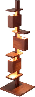 Walnut Floor Lamp with Display Shelves