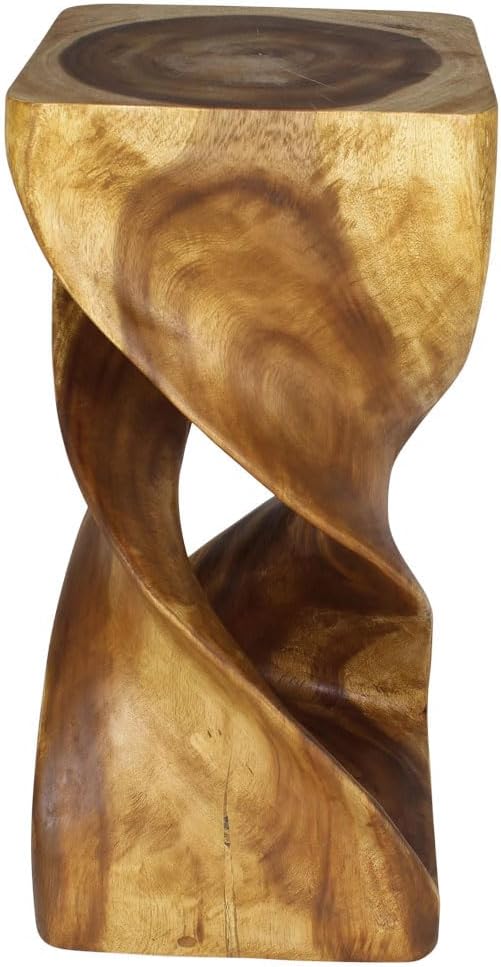 Haussmann Double Twist Pedestal Table, Oak, 14x14x30 in