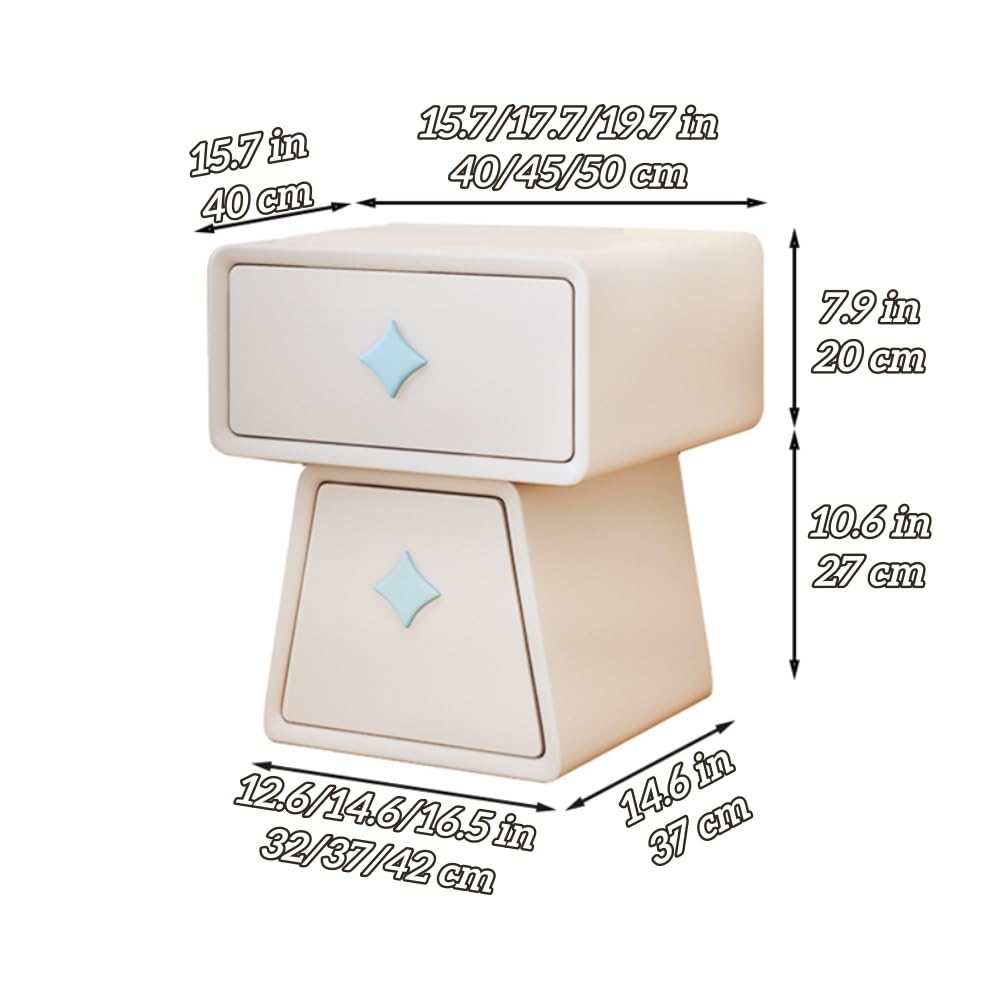 Charming 2-Drawer Nightstand, Solid Wood Bedside Table with Drawers, Chic Bedroom Nightstand, Side Table with Drawers(Orange,19.7in)
