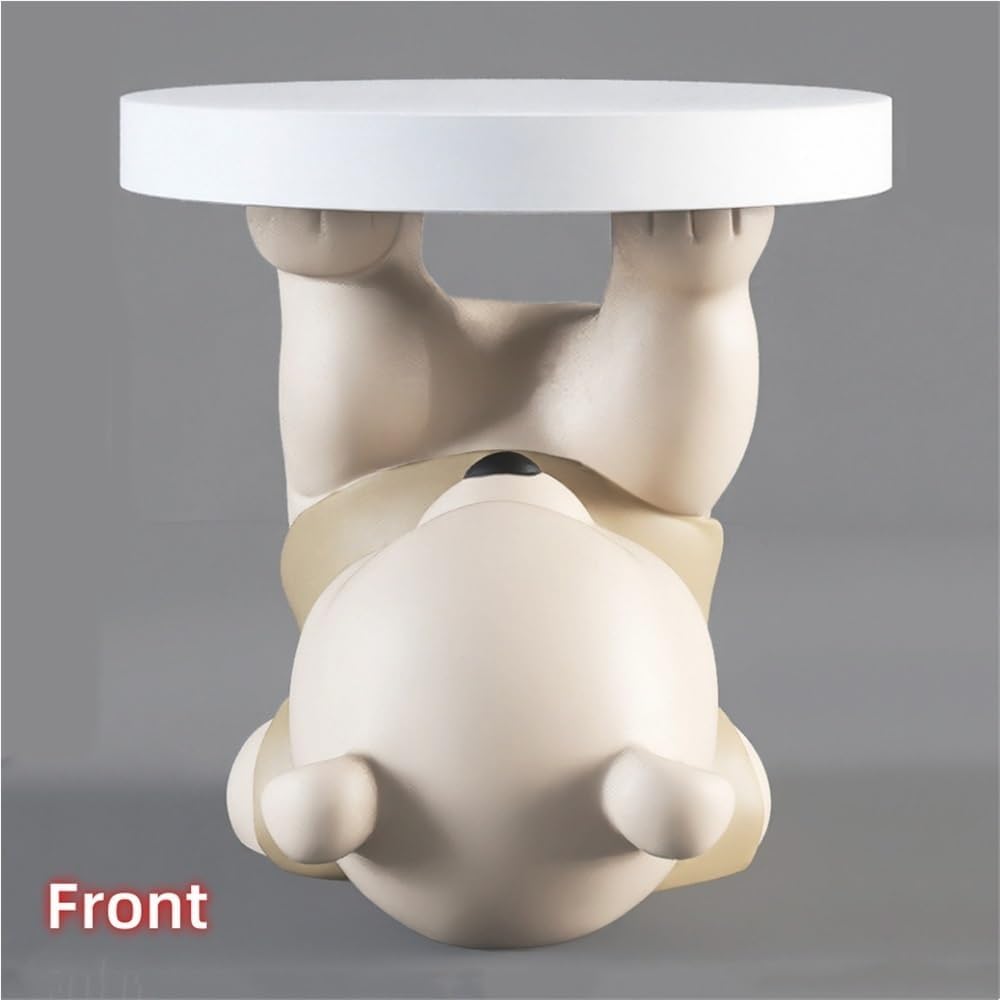 Bear Statue Side Table, Resin Sculpture Bedside Table(Brown)
