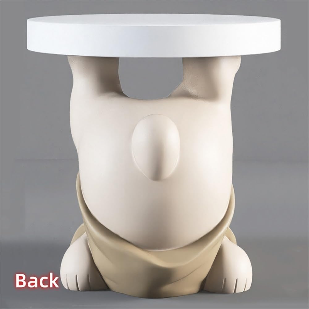 Bear Statue Side Table, Resin Sculpture Bedside Table(Brown)