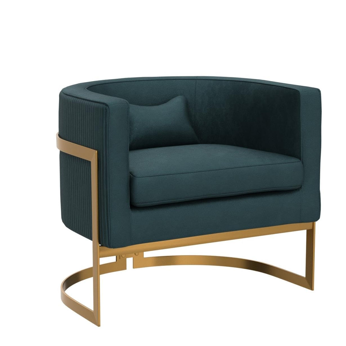 Velvet Accent Chair Ivory Modern Barrel Chair with Gold Legs