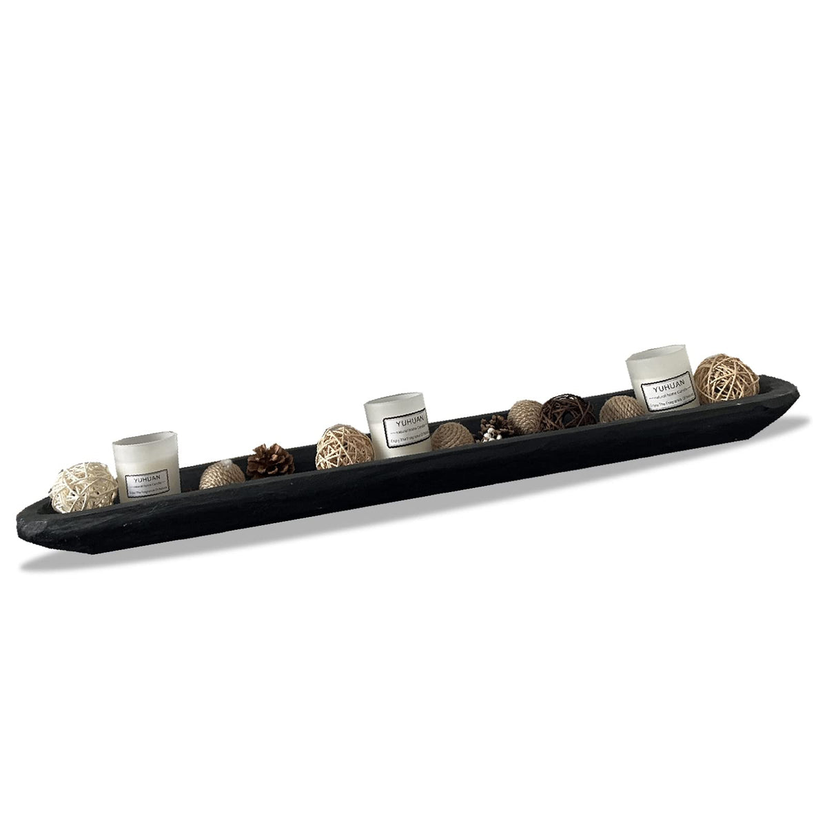 Hand-Carved Wooden Dough Bowl Centerpiece