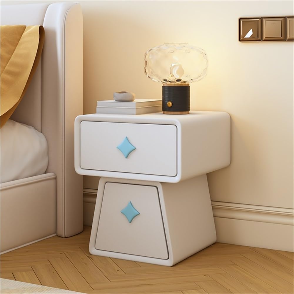 Charming 2-Drawer Nightstand, Solid Wood Bedside Table with Drawers, Chic Bedroom Nightstand, Side Table with Drawers(Orange,19.7in)
