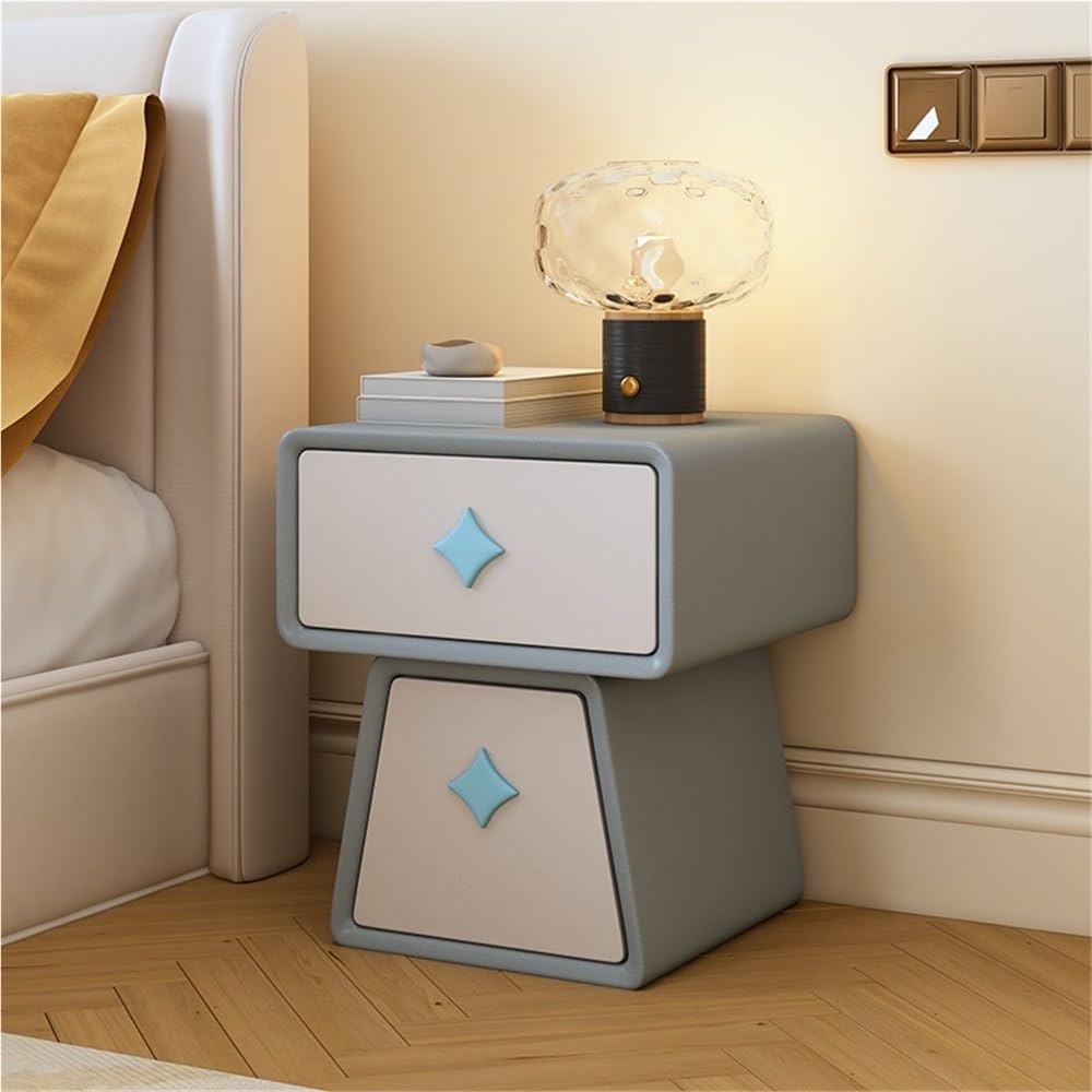 Charming 2-Drawer Nightstand, Solid Wood Bedside Table with Drawers, Chic Bedroom Nightstand, Side Table with Drawers(Orange,19.7in)