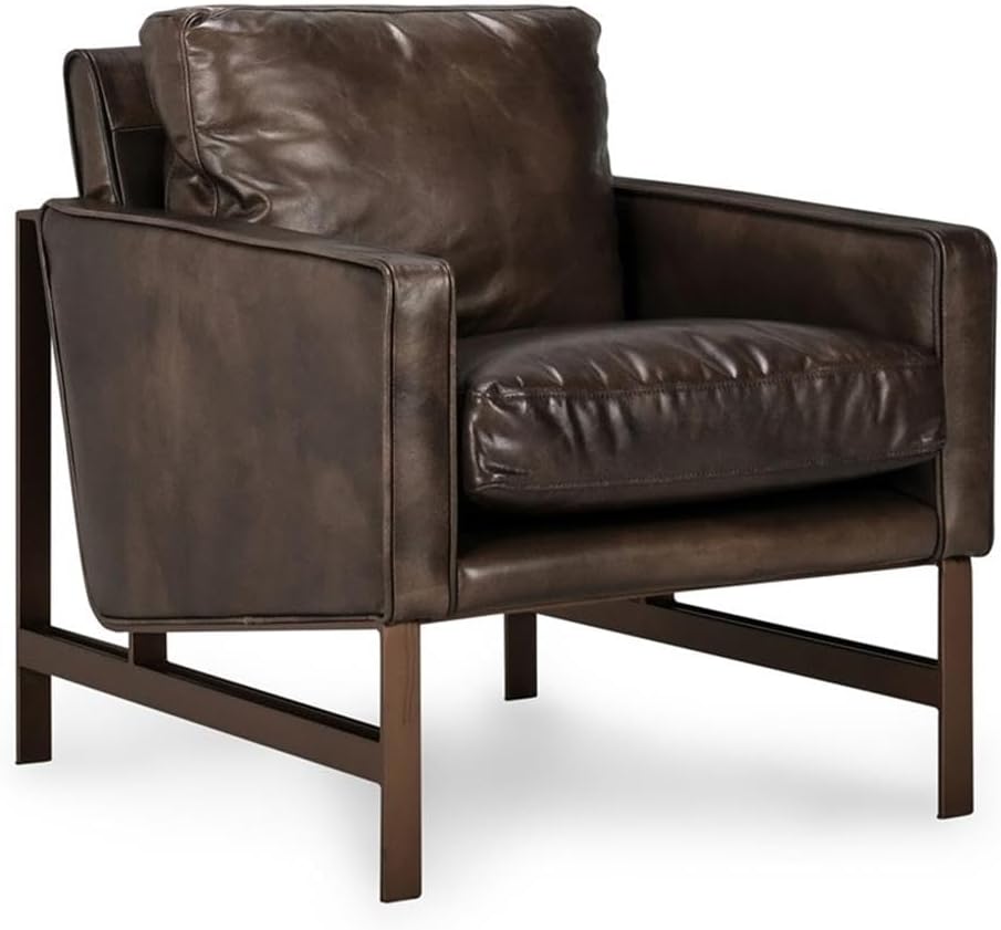 Pemberly Row Cushion Back Modern Leather Club Chair
