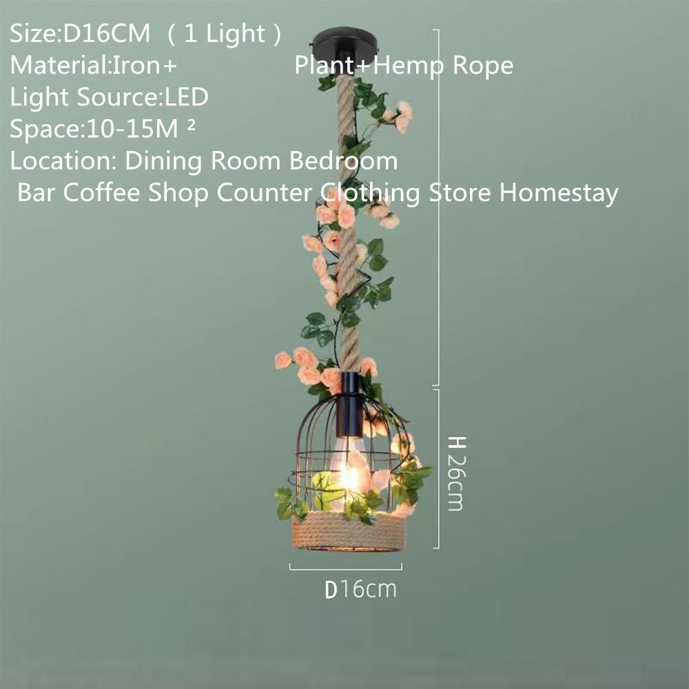 American Pastoral Restaurant Pendant Light LED Retro Creativity Hemp Rope Music