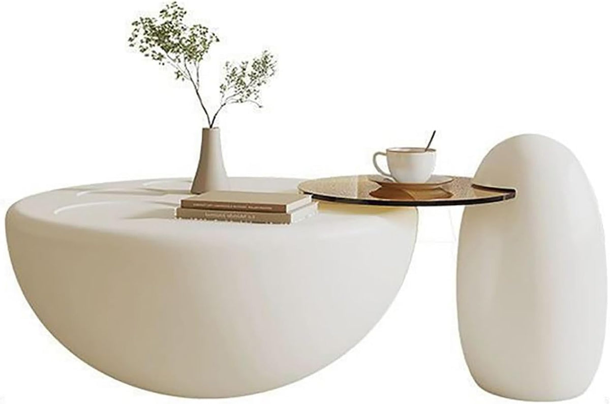Cream Oval Coffee Table Set