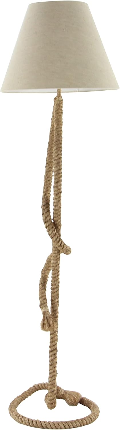 Deco 79 Jute Rope Room Floor Lamp Twisted Rope Standing Tall Lamp with Cream Linen