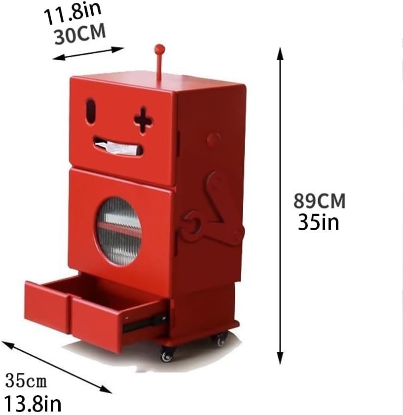 Robot Shaped Storage Cabinet for Bedroom or Living Room, Cute Accent Furniture with 3-Tier Storage, Display Shelf, Creative Special Nightstand or Side Table(Yellow)