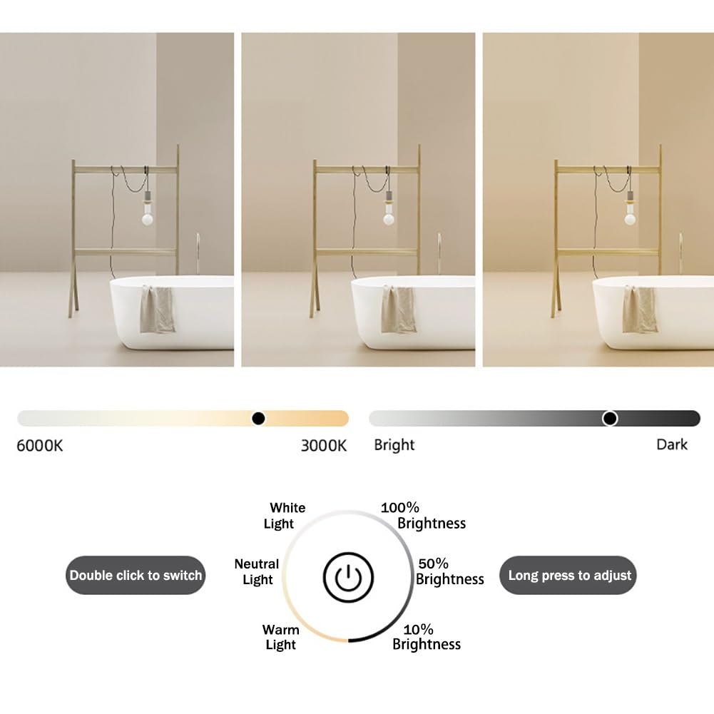 Half-Moon Anti-Fog Vanity Mirror with 3-Color Light