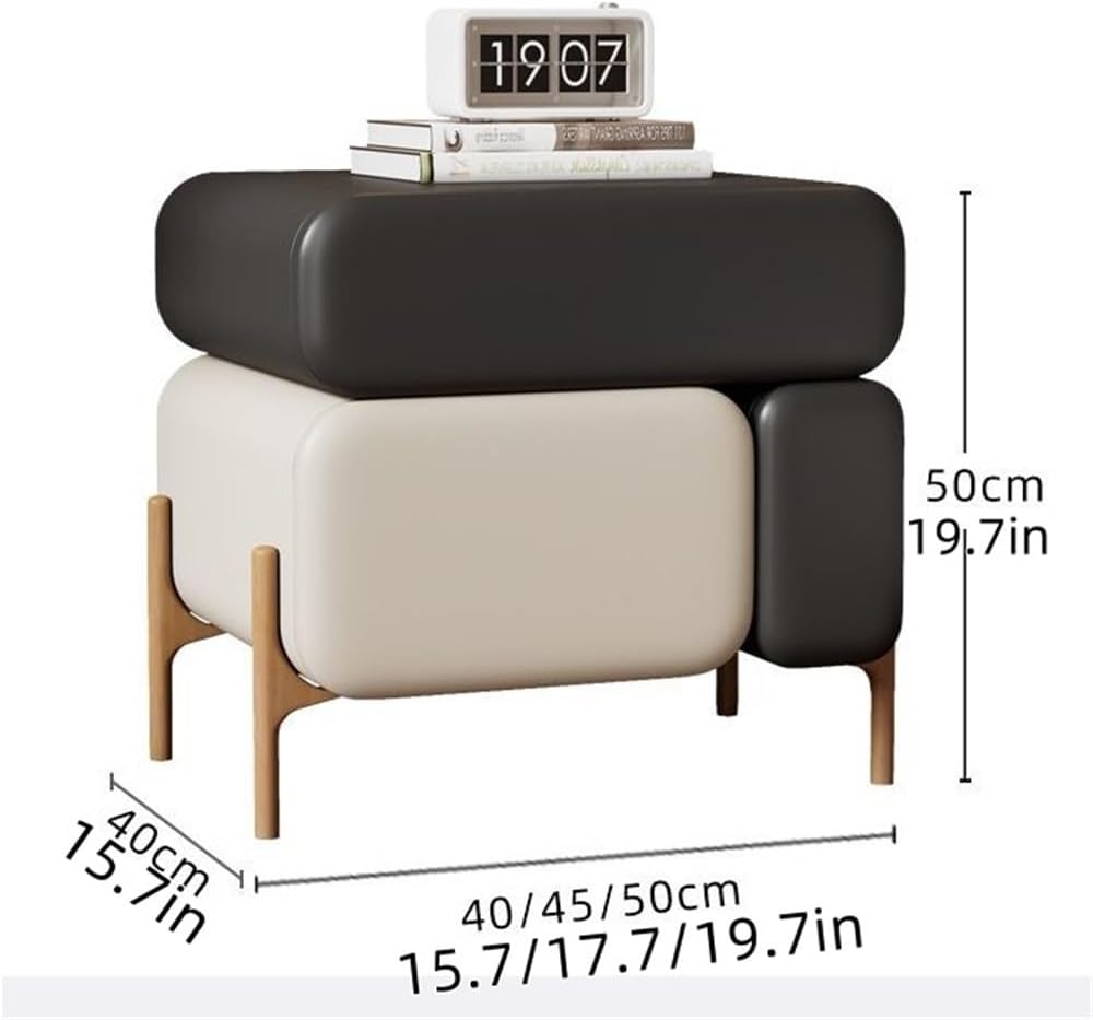 Light Luxury Nightstand, 3 Drawer Night Stand, Multi-Functional Bedside Table, Side Table, End Table for Bedroom, Living Room(Black,17.7in)