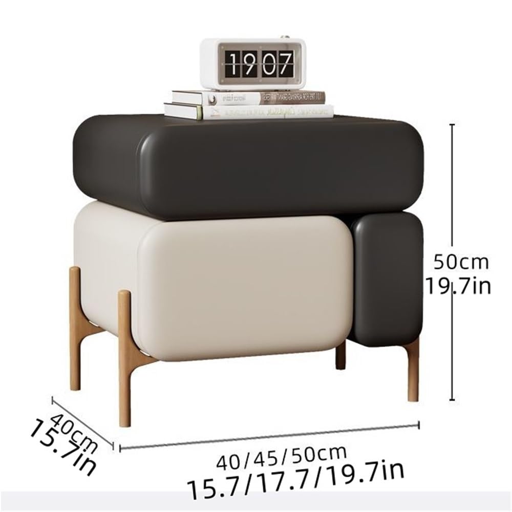 Light Luxury Nightstand, 3 Drawer Night Stand, Multi-Functional Bedside Table, Side Table, End Table for Bedroom, Living Room(Black,17.7in)
