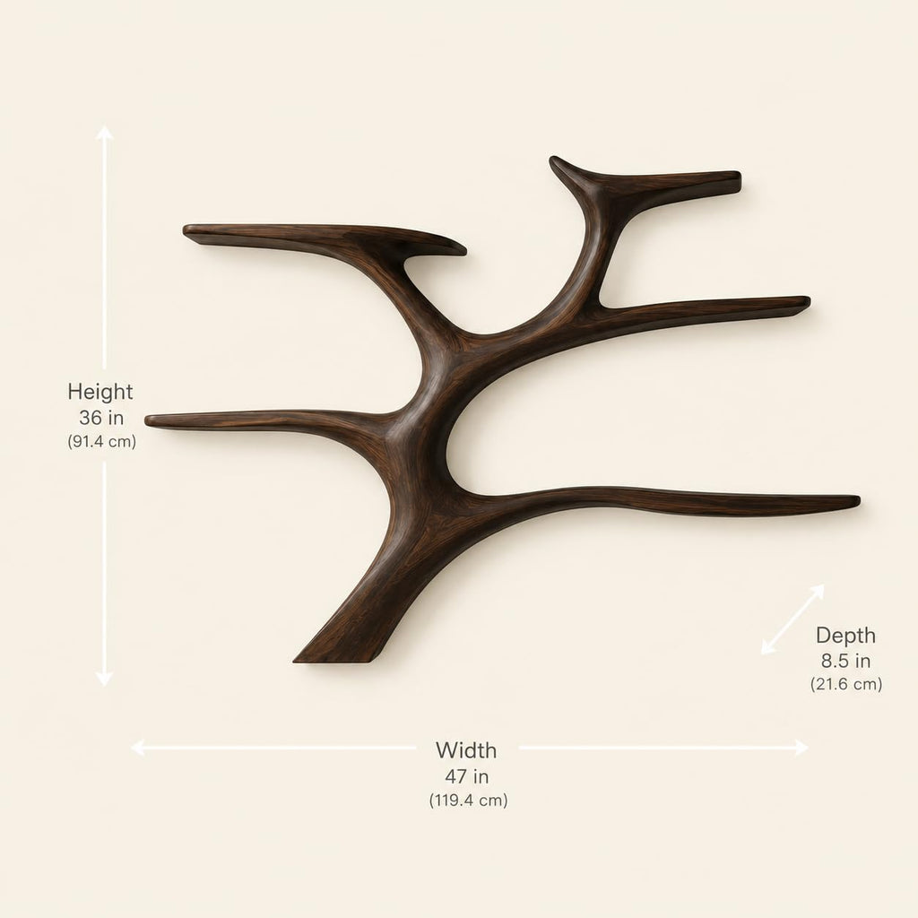 Wall Mounted Tree Bookshelf, Solid Wood Branch Floating Shelf, Rustic Driftwood Style Plant Display & Book Shelf for Boho Farmhouse Living Room Wall Decor (Option 5)