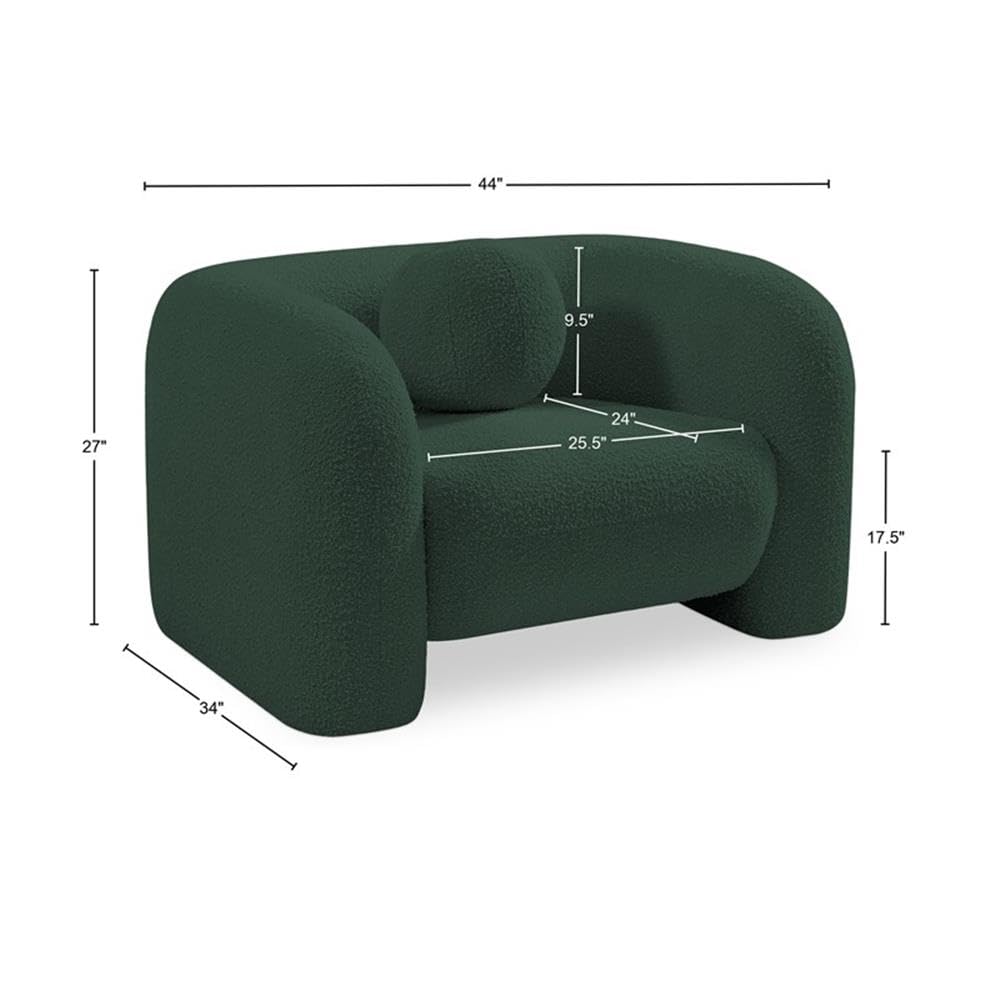 Art Deco Bouclé Accent Chair with Ball Pillow
