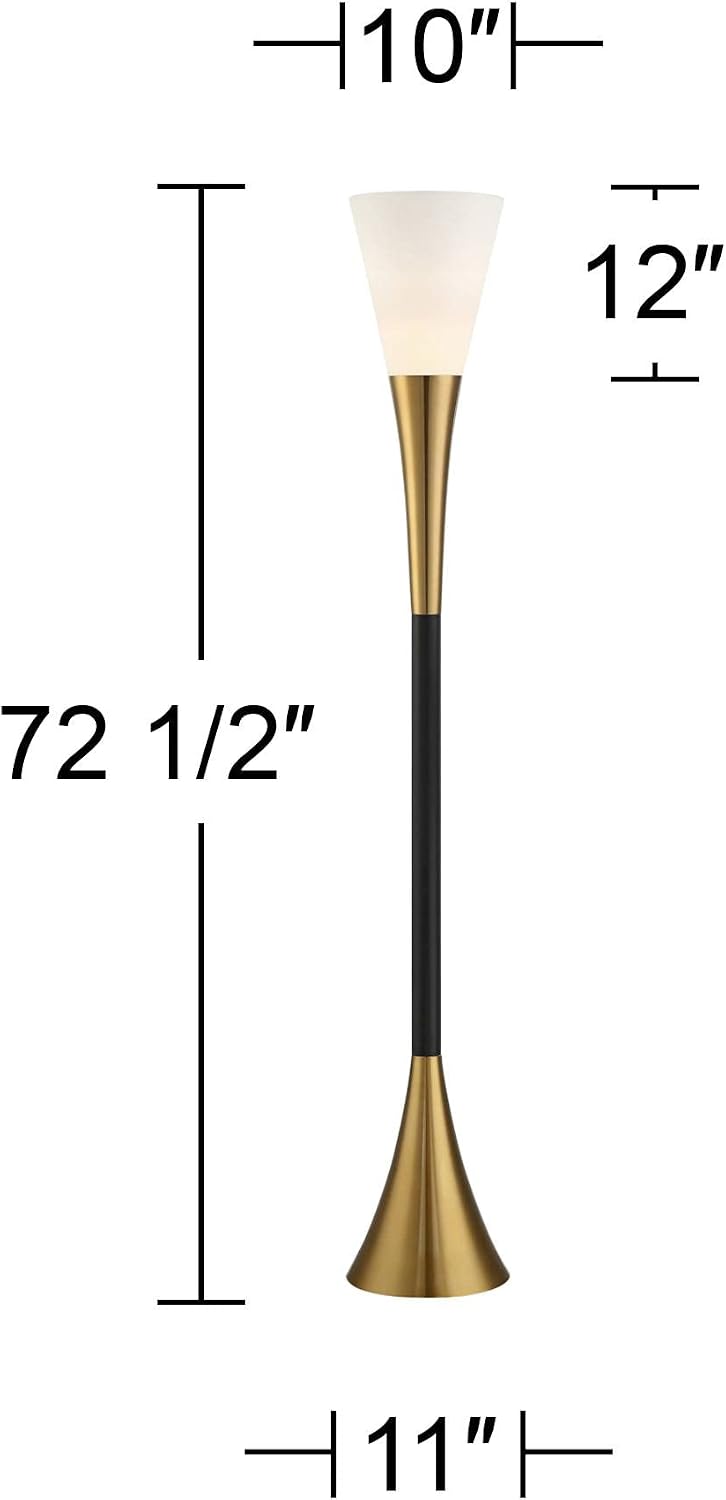 Brass & Black Torchiere Floor Lamp