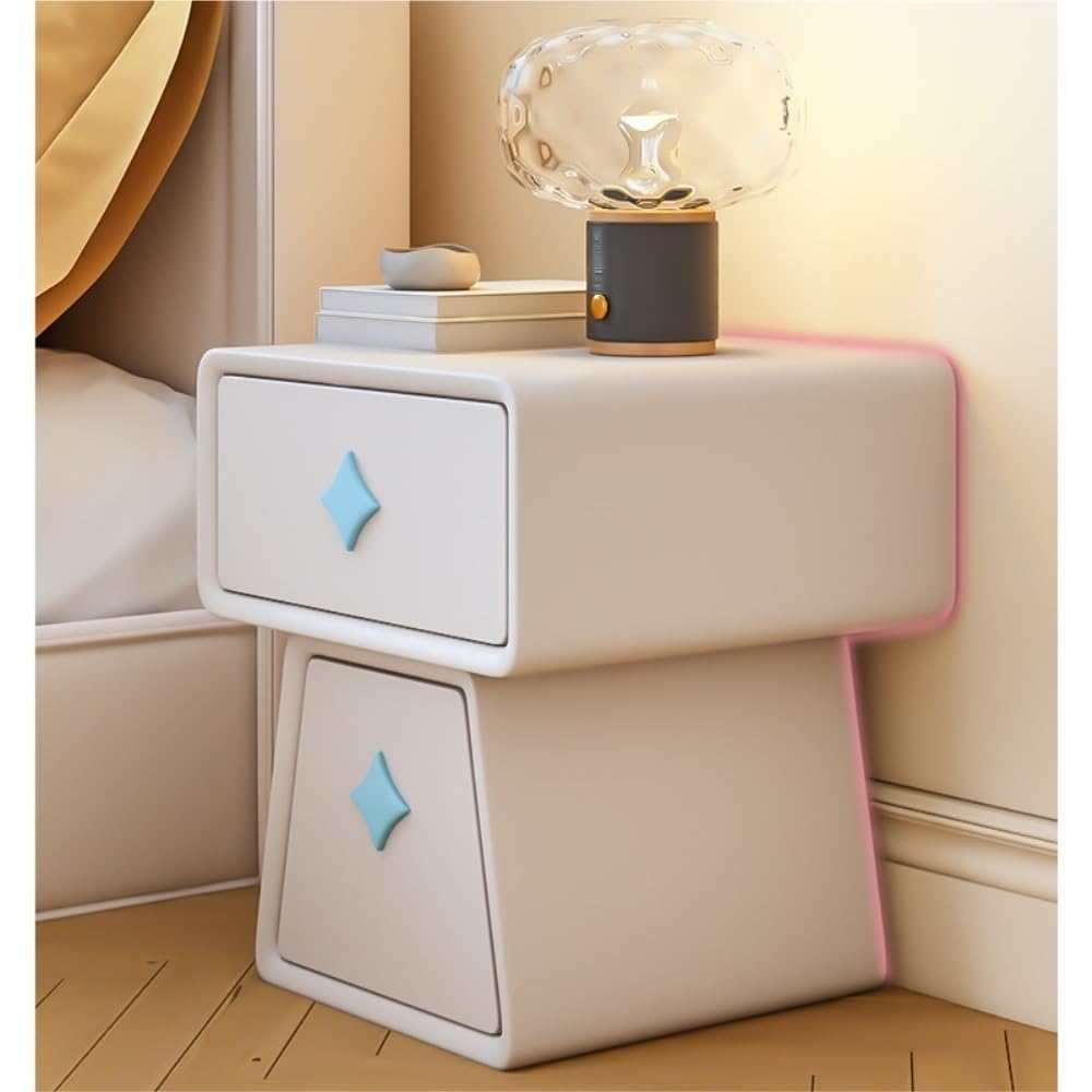 Charming 2-Drawer Nightstand, Solid Wood Bedside Table with Drawers, Chic Bedroom Nightstand, Side Table with Drawers(Orange,19.7in)