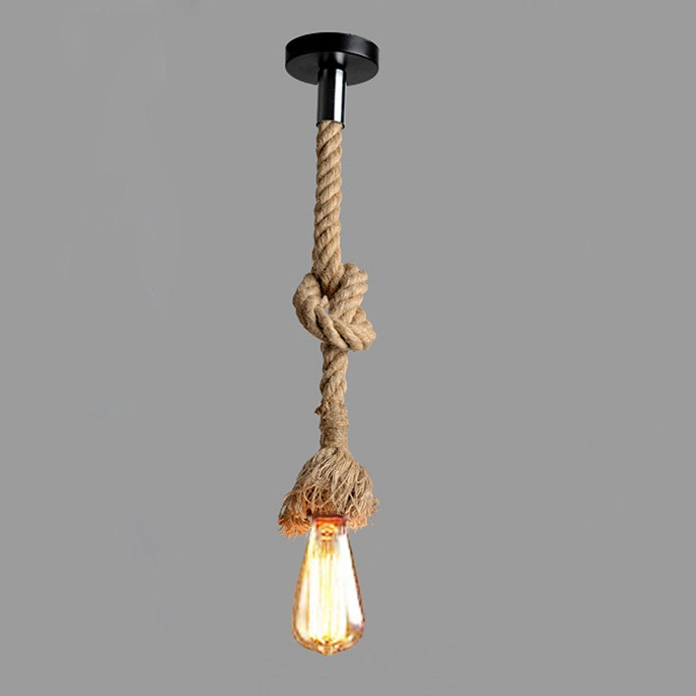 2 Heads Vintage(1.5+1.5 Meter) Hemp Rope Pendant Light Fixture E26/E27 Base