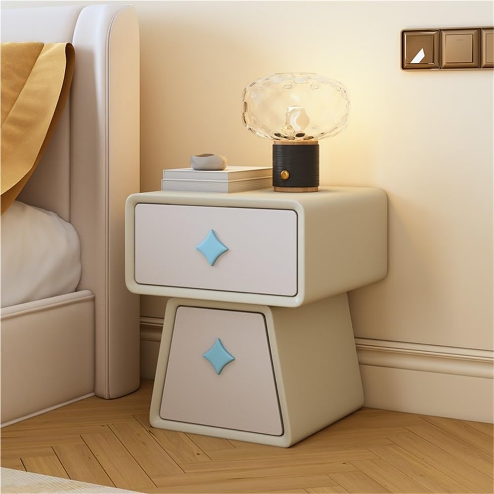 Charming 2-Drawer Nightstand, Solid Wood Bedside Table with Drawers, Chic Bedroom Nightstand, Side Table with Drawers(Orange,19.7in)