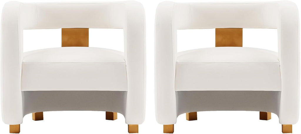 Manhattan Comfort Amirah Modern Velvet Accent Chairs with Geometric Floating Open