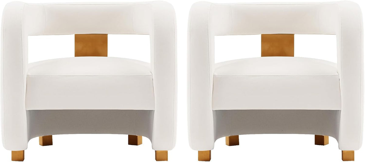 Manhattan Comfort Amirah Modern Velvet Accent Chairs with Geometric Floating Open