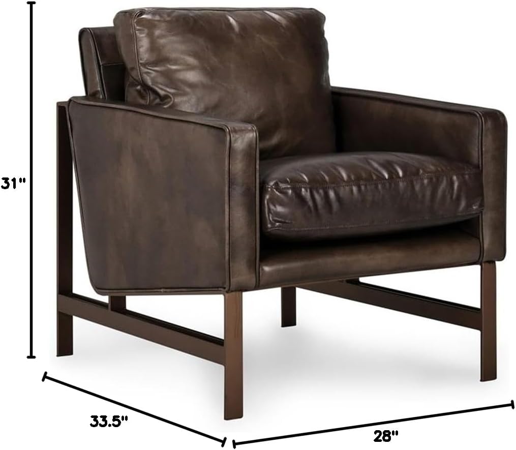 Pemberly Row Cushion Back Modern Leather Club Chair