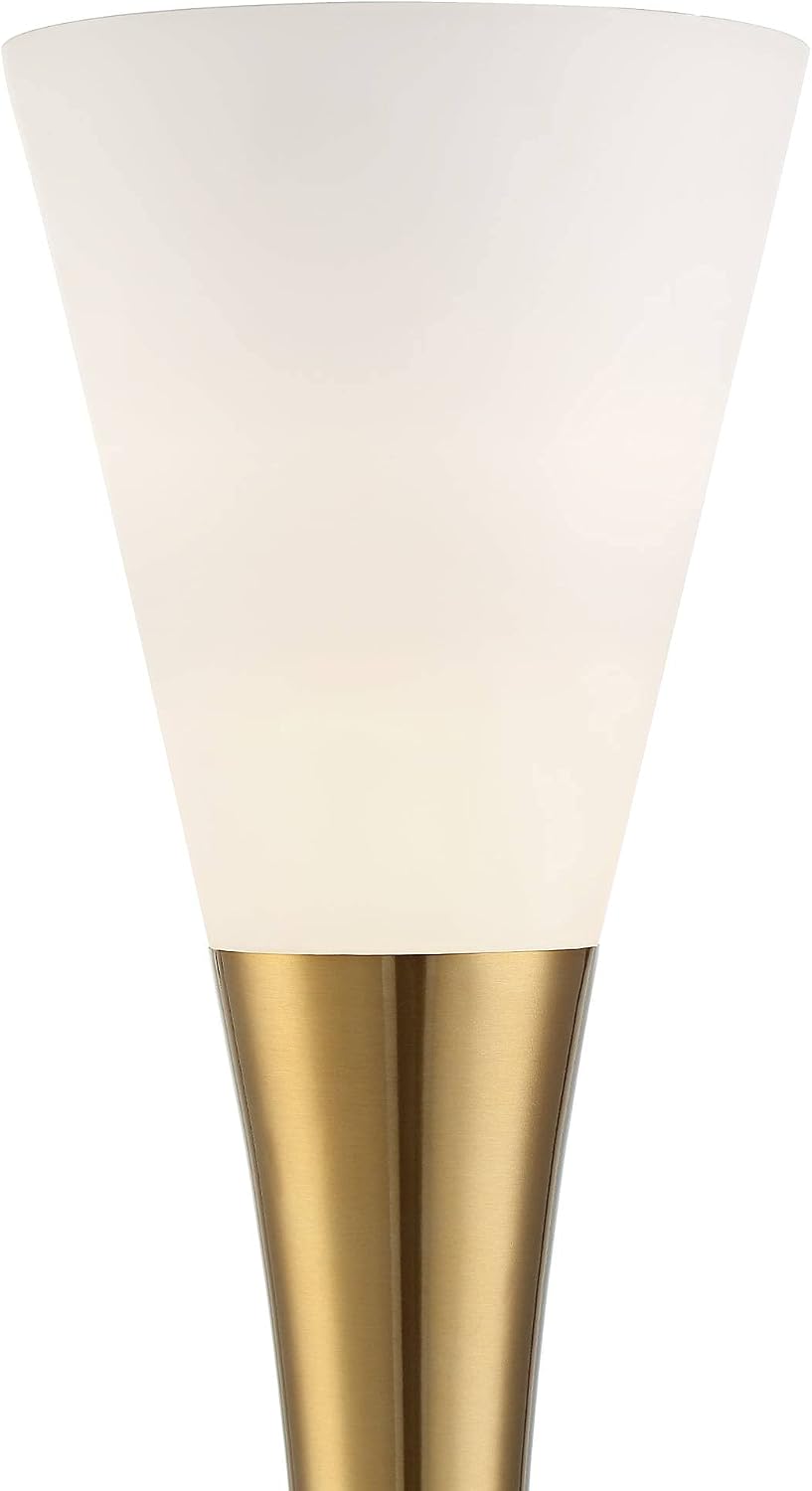 Brass & Black Torchiere Floor Lamp