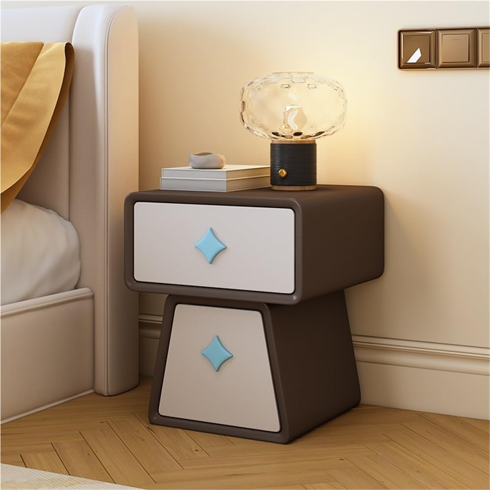 Charming 2-Drawer Nightstand, Solid Wood Bedside Table with Drawers, Chic Bedroom Nightstand, Side Table with Drawers(Orange,19.7in)