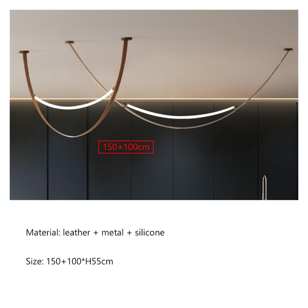 Leather Nordic Modern Hanging Pendant Lamp Minimalist Line Design Led Light Home