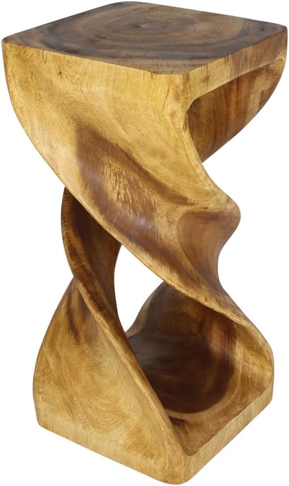 Haussmann Double Twist Pedestal Table, Oak, 14x14x30 in