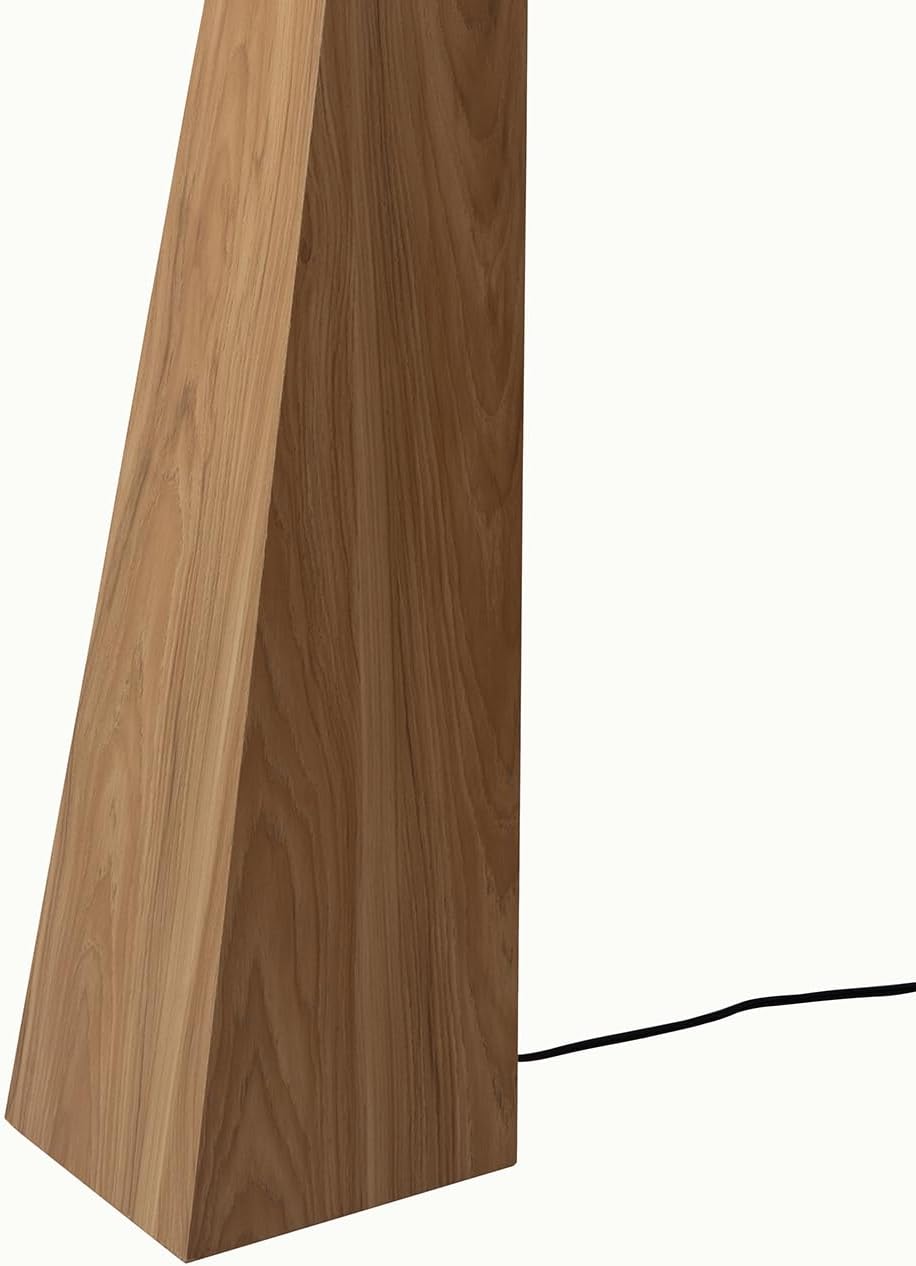 Obelisk Floor Lamp by Nova of California - Natural Ash Wood & White Cotton-Linen