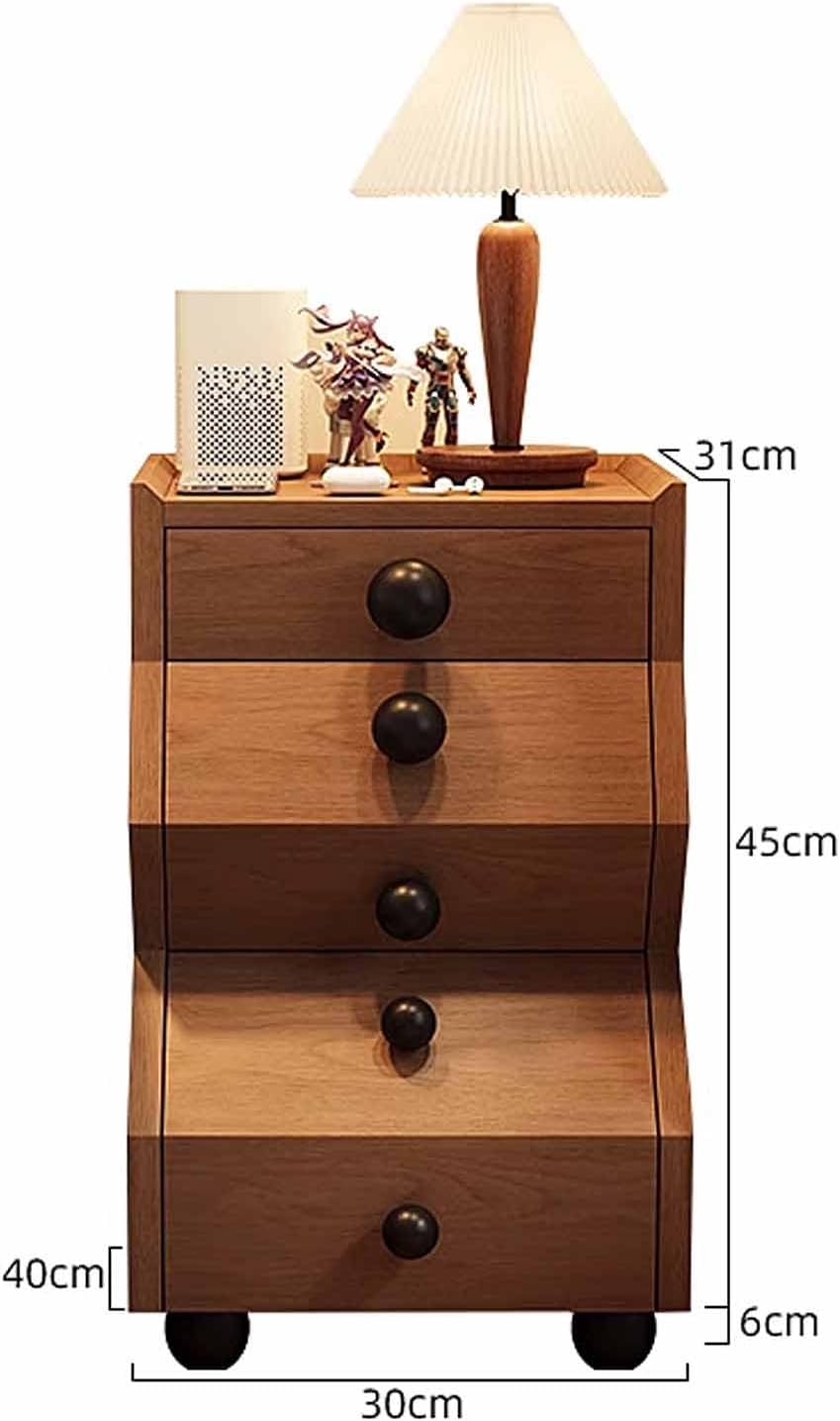 Compact Narrow Solid Wood Nightstand - 3 Drawers, Tool-Free Setup, Space-Saving Storage for Small Bedrooms