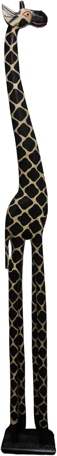 79 Inches Hand Carved Wooden African Giraffe Statue Sculpture WorldBazzar Brand