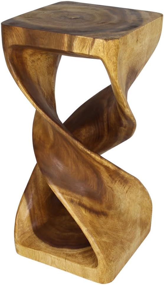 Haussmann Double Twist Pedestal Table, Oak, 14x14x30 in