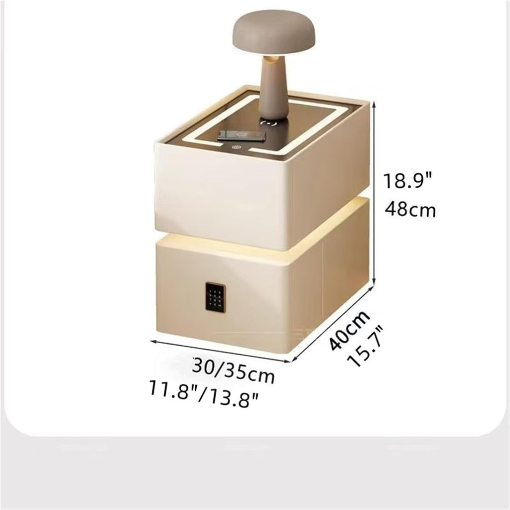 LED Smart Nightstand with 2 Drawers, Side Table, Modern Floating Nightstand for Bedroom and Living Room, Gray, 11.8"x15.7"x18.9"