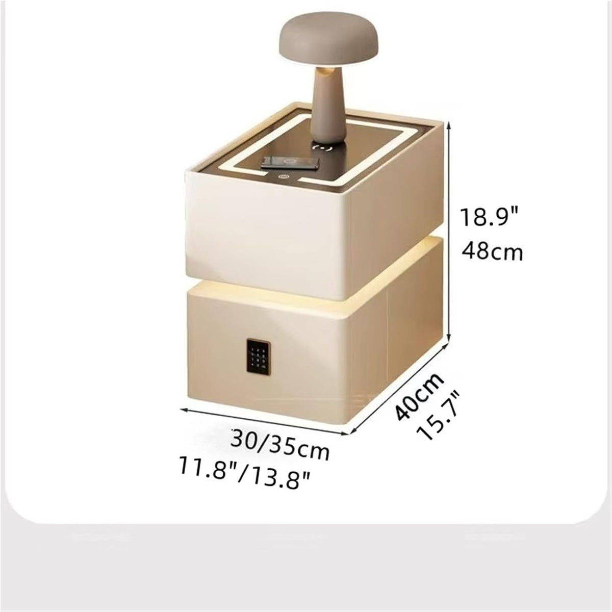 LED Smart Nightstand with 2 Drawers, Side Table, Modern Floating Nightstand for Bedroom and Living Room, Gray, 11.8"x15.7"x18.9"