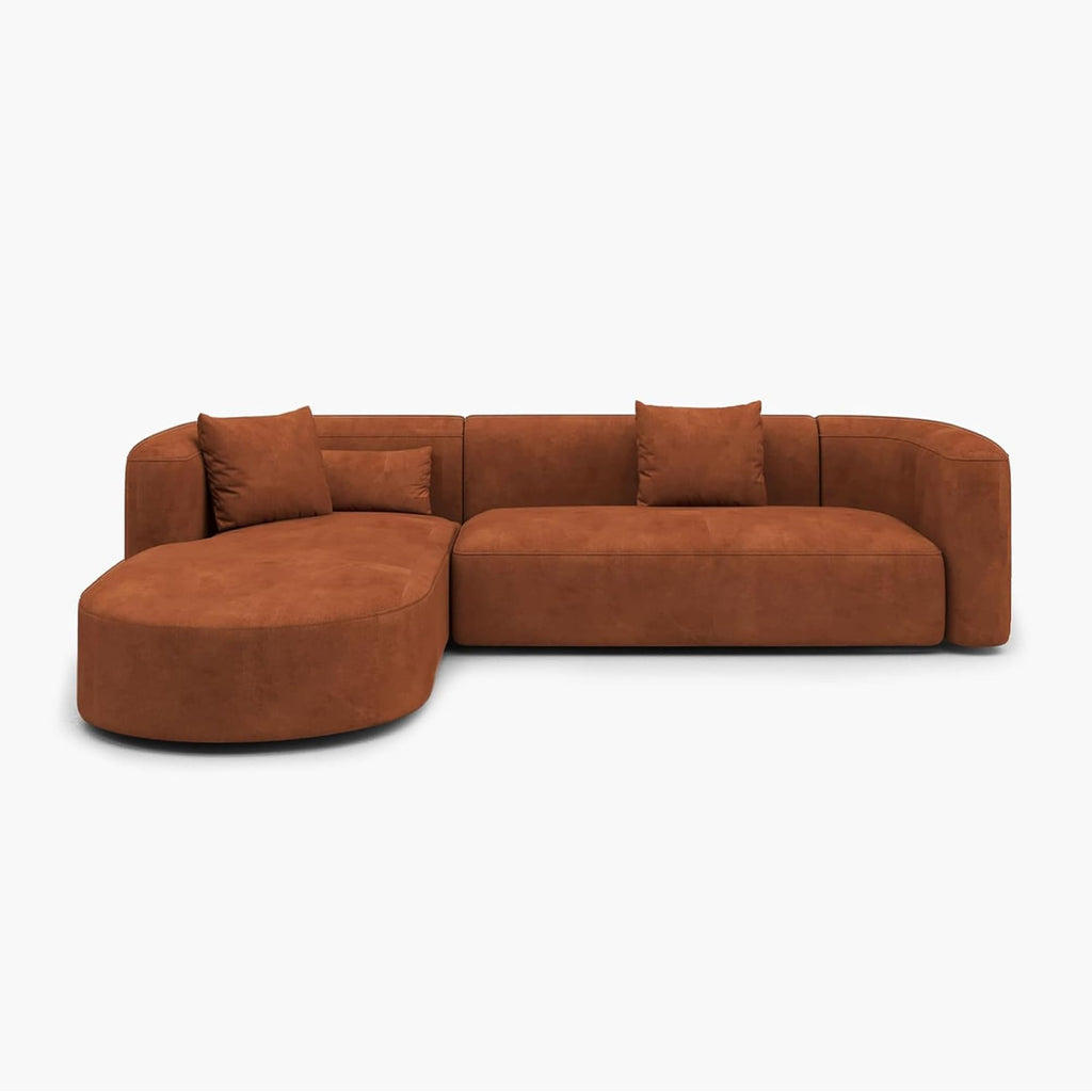 Acanva Mellow Modern Tight Curved Back Velvet Sofa, 4 Seater Modular
