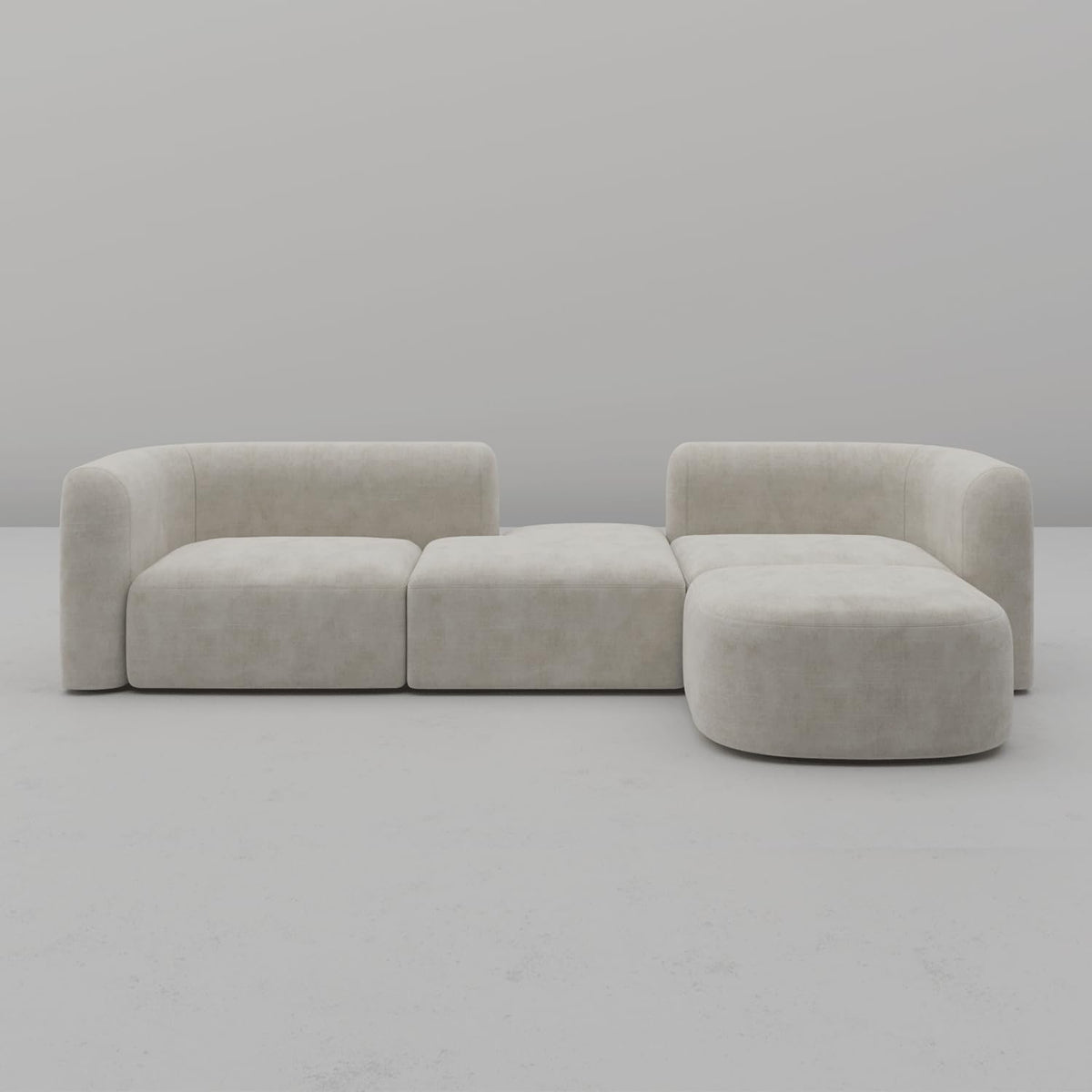 Acanva Mellow Modern Tight Curved Back Velvet Sofa, 4 Seater Modular