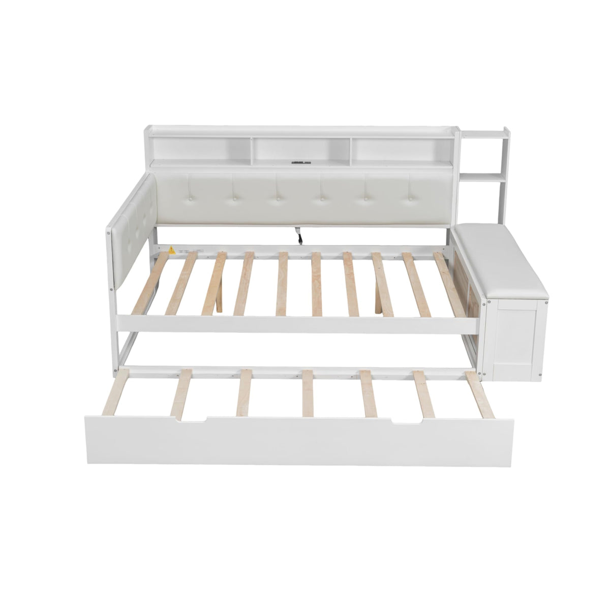 Full Daybed with Trundle, Bookcase & Charging Station