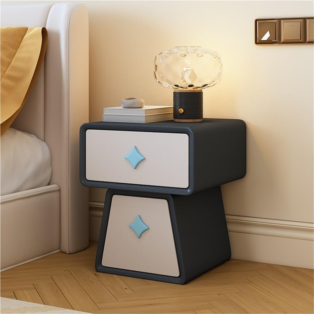 Charming 2-Drawer Nightstand, Solid Wood Bedside Table with Drawers, Chic Bedroom Nightstand, Side Table with Drawers(Orange,19.7in)