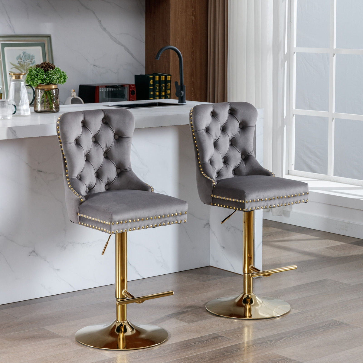Thick Swivel Barstools Adjusatble Seat Height From 25-33"