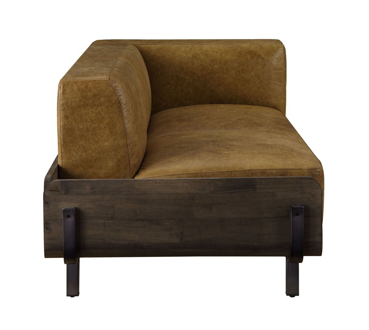 Blanca Chestnut Top-Grain Leather & Rustic Oak Sofa