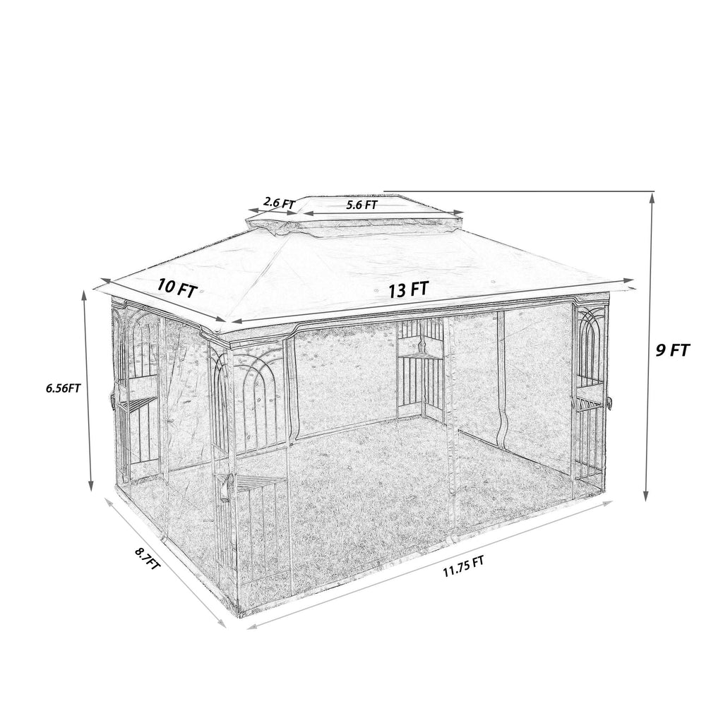 13 0 Outdoor Patio Gazebo Canopy Tent With Ventilated Double Roof And Mosquito Net