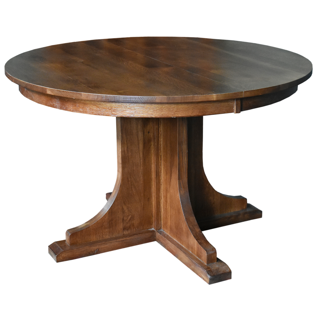 Mission Oak Round Dining Set with Six Chairs