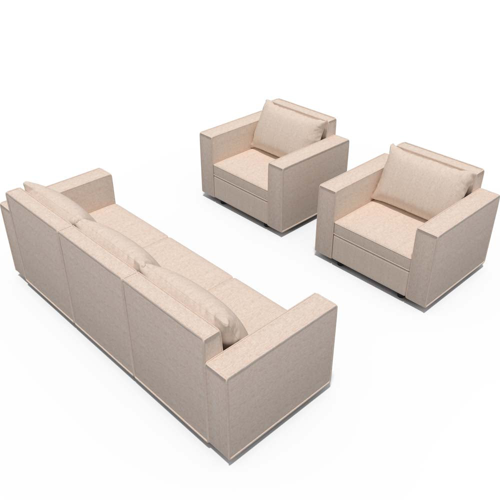 Beige Five-Seat Modular Sleeper Sectional with Storage